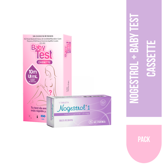 Pack 1 Test De Embarazo Cassette + 1 Pastilla Emergencia Nogestrol Pastilla Del Dia Siguiente