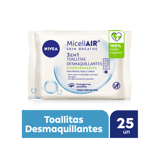 Toallitas Desmaquillantes Biodegradables Micellair 25 Und
