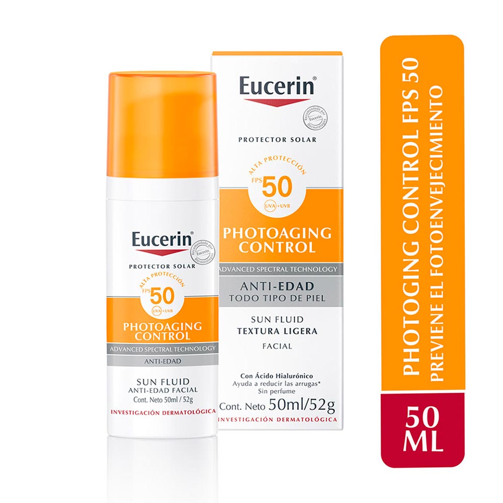 Eucerin Protector Solar Facial Anti-edad Photoaging Control - Todo Tipo De Piel - Textura Ligera 50 Ml