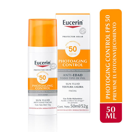 Eucerin Protector Solar Facial Anti-edad Photoaging Control - Todo Tipo De Piel - Textura Ligera 50 Ml