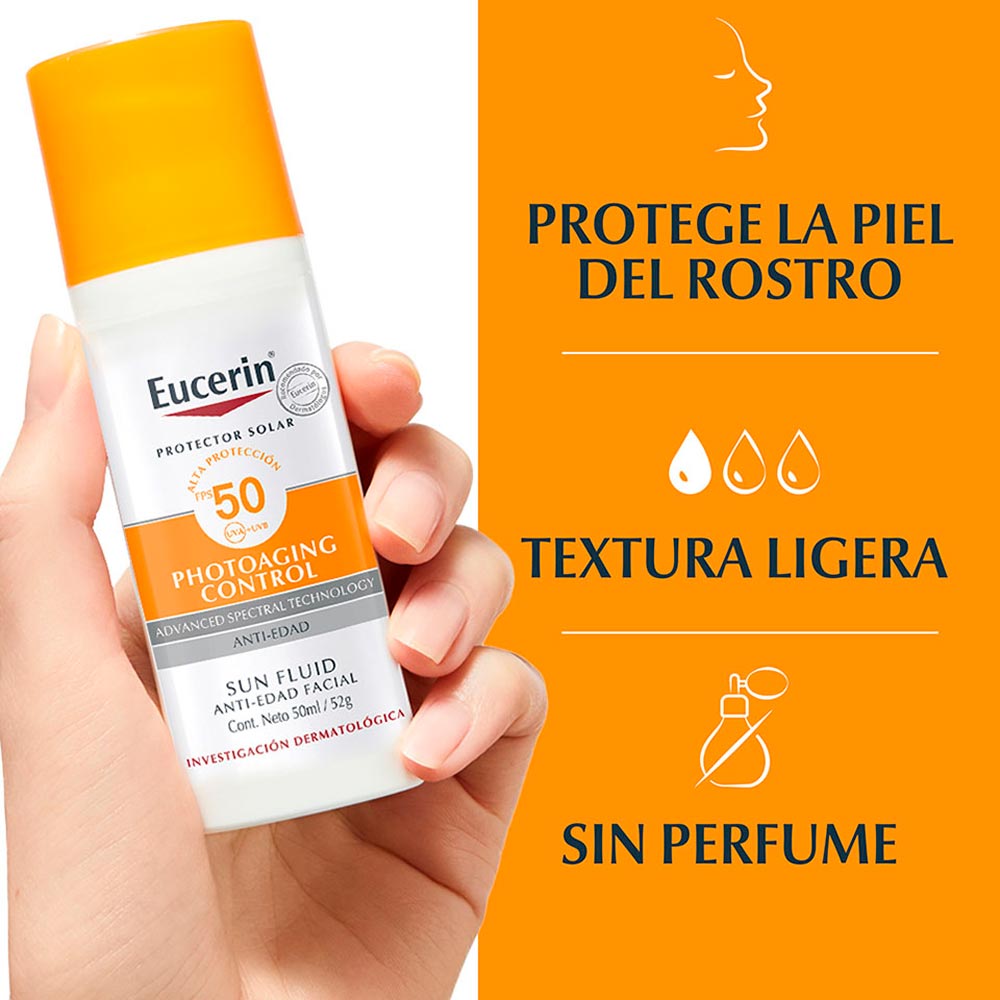 Eucerin Protector Solar Facial Anti-edad Photoaging Control - Todo Tipo De Piel - Textura Ligera 50 Ml