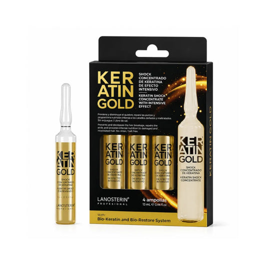 Ampolla Keratin Gold Loción Schock Concentrado Keratina Efecto Intensivo Lanosterin 13 Ml