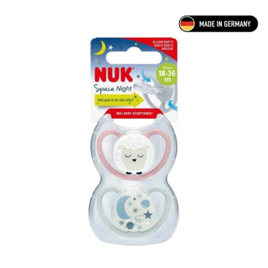 Chupón Nuk Space De Silicona · Producto Alemán · Rosa Y Gris · 18 A 36 Meses · Pack X2