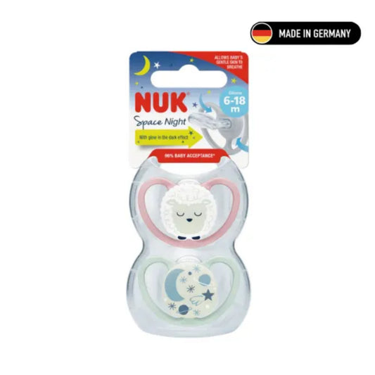 Chupón Nuk Space De Silicona · Producto Alemán · Rosa y Gris · 6 a 18 Meses · Pack X2