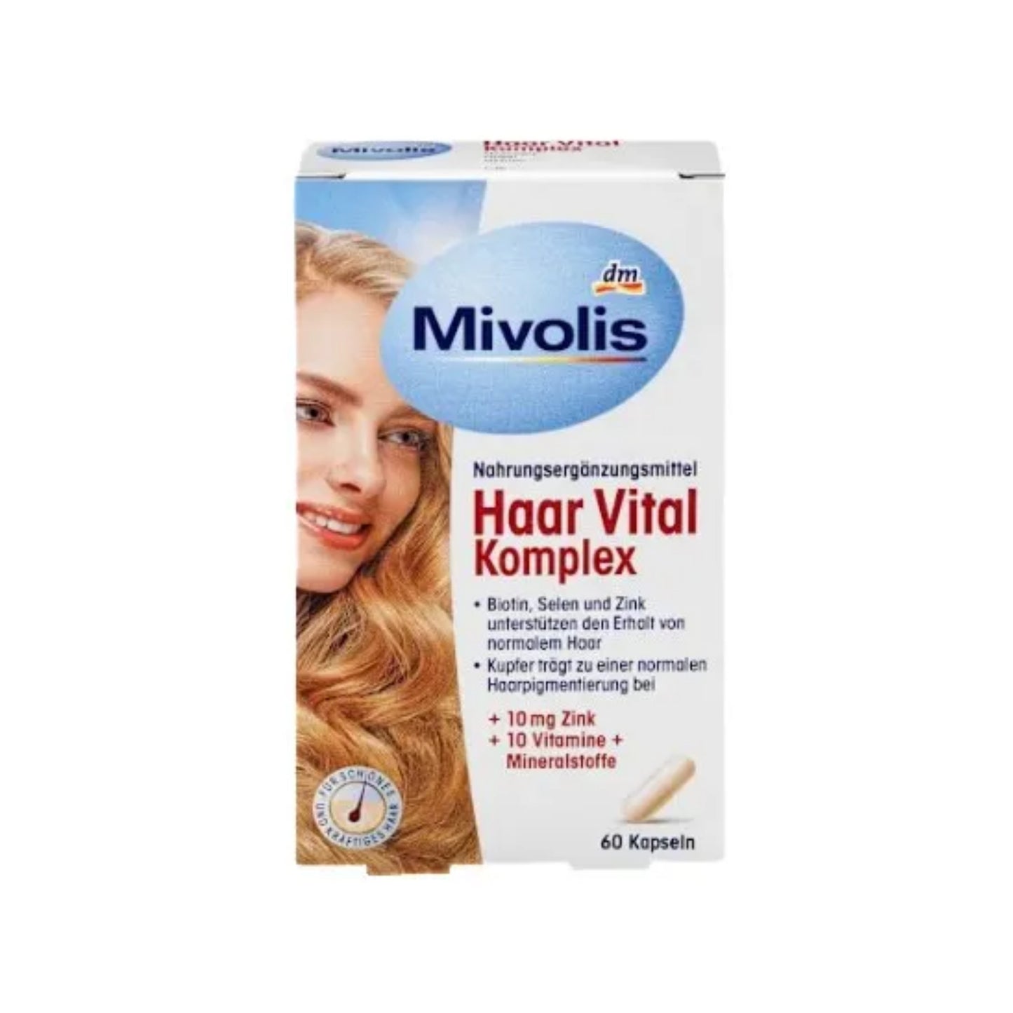 Complejo Vital Para El Cabello Mivolis · Producto Alemán · 60 Cápsulas · 26 G