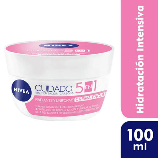 Crema Facial Nivea Cuidado 5 Tono Natural 100 Ml