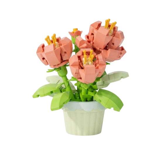 Kit Diy de Peonias en Maceta Tipo Lego 279 Piezas