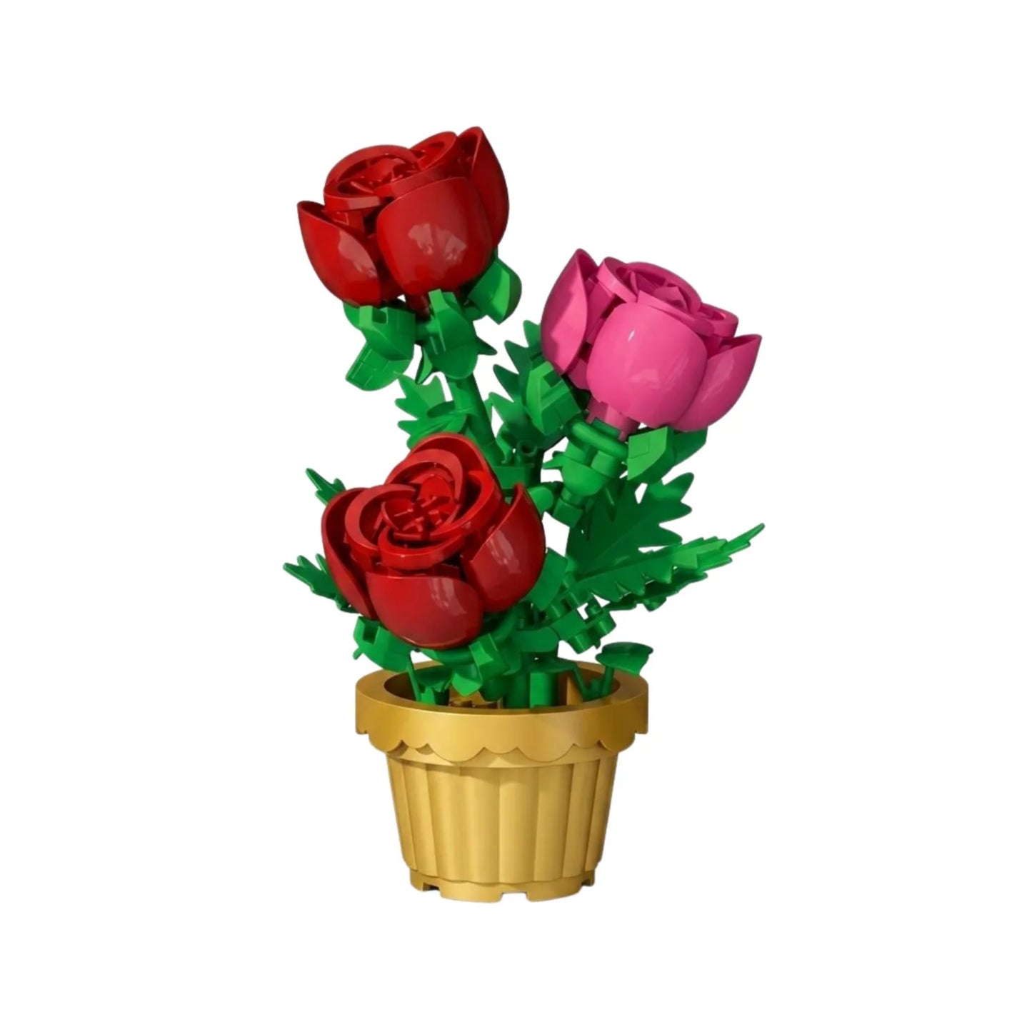 Kit Diy de Rosas en Maceta Tipo Lego 204 Piezas