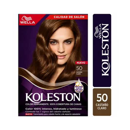 Kit Tinte Koleston Wella 100% Cobertura de Canas 50 Castaño Claro