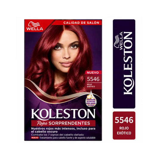 Kit Tinte Koleston Wella 100% Cobertura de Canas 5546 Rojo Exotico