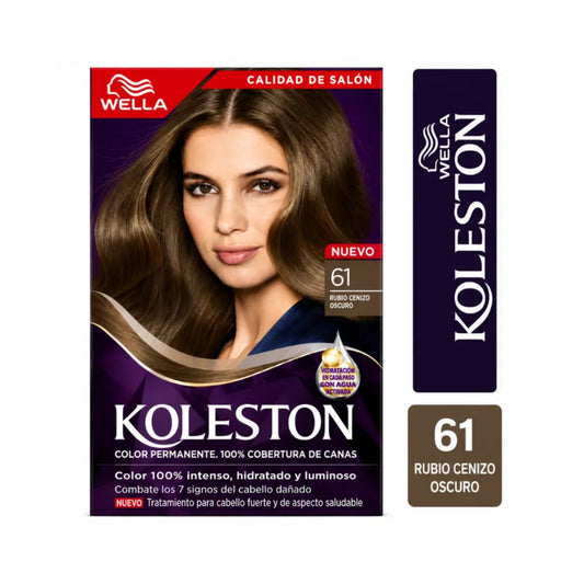 Kit Tinte Koleston Wella 100% Cobertura de Canas 61 Rubio Cenizo Oscuro