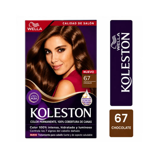 Kit Tinte Koleston Wella 100% Cobertura de Canas 67 Chocolate