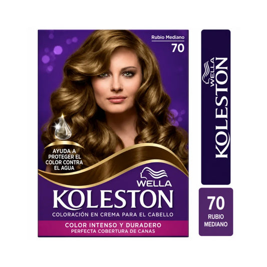 Kit Tinte Koleston Wella 100% Cobertura de Canas 70 Rubio Mediano