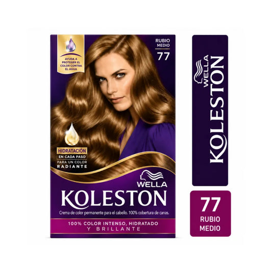Kit Tinte Koleston Wella 100% Cobertura de Canas 77 Castaño Bambi