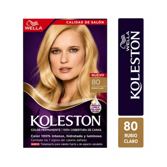 Kit Tinte Koleston Wella 100% Cobertura de Canas 80 Rubio Claro