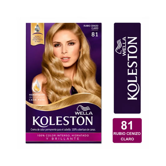 Kit Tinte Koleston Wella 100% Cobertura de Canas 81 Rubio Cennizo Claro