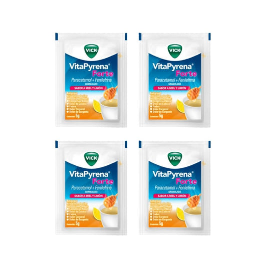 Pack Vick Vitapyrena Forte Sabor Miel Y Limón 4 Und