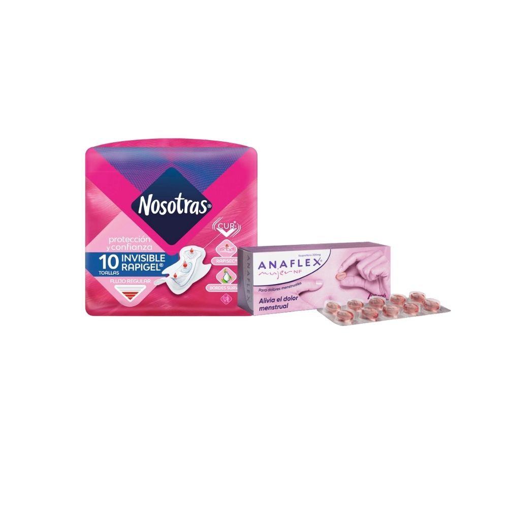 Pack Toallas Higiénicas Nosotras Invisible Rapigel 1 Und + Anaflex Mujer Nf 10 Und