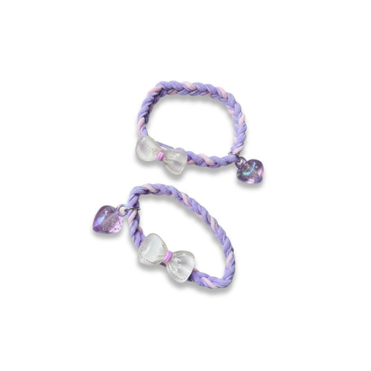 Ligas Trenzadas para el Cabello Lazos Lila y Rosa 2 Und