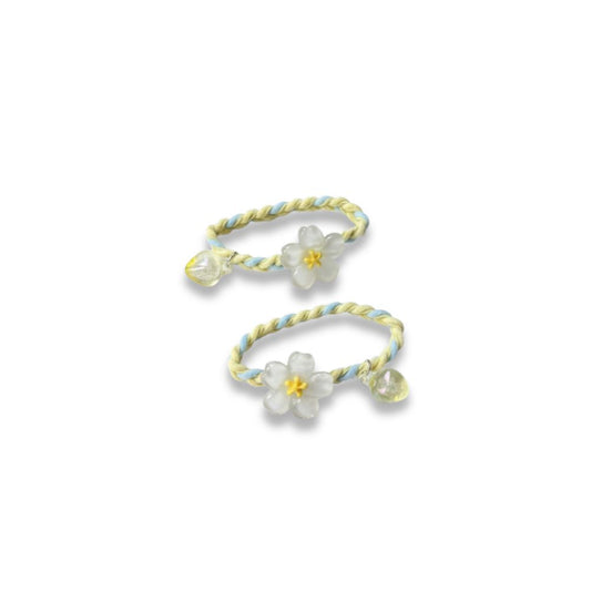 Ligas Trenzadas para el Cabello Flores Amarillo y Celeste 2 Und