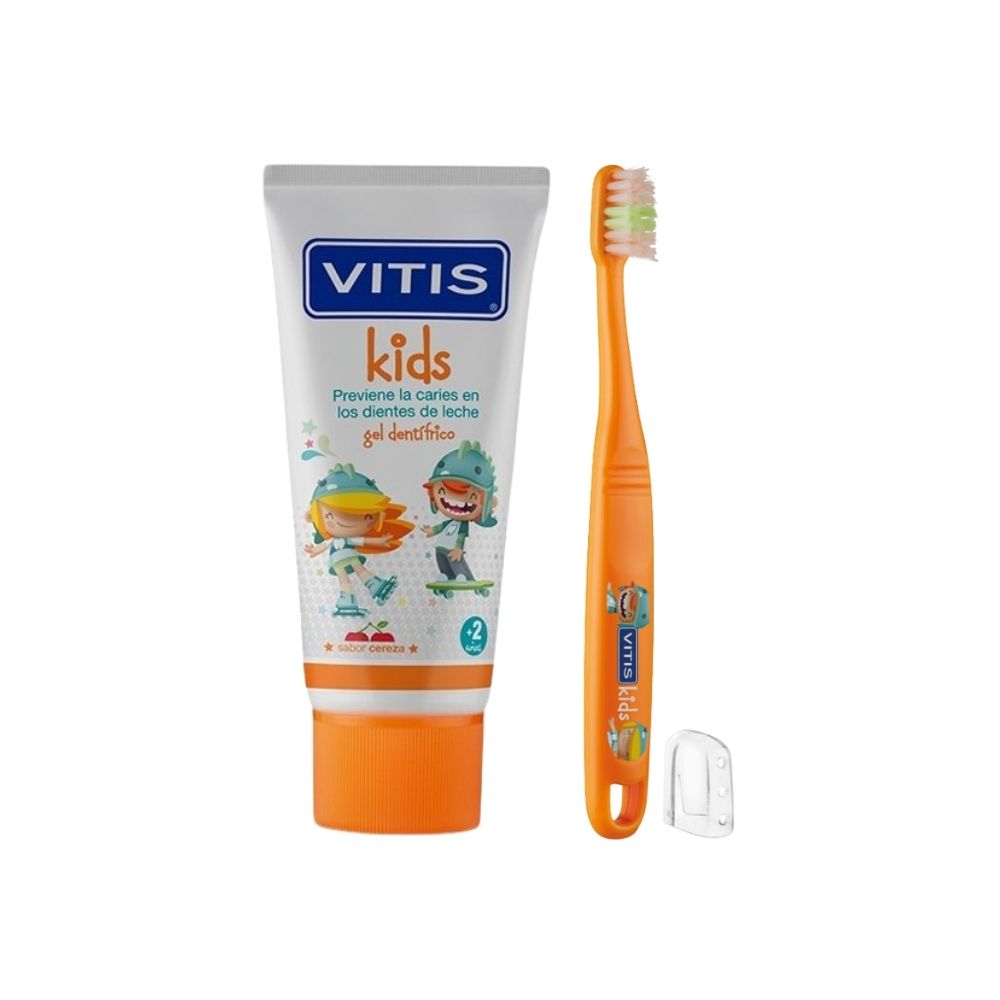 Pack Cepillo Dental Vitis Kids 1 Und + Crema Dental Vitis Kids 50 Ml