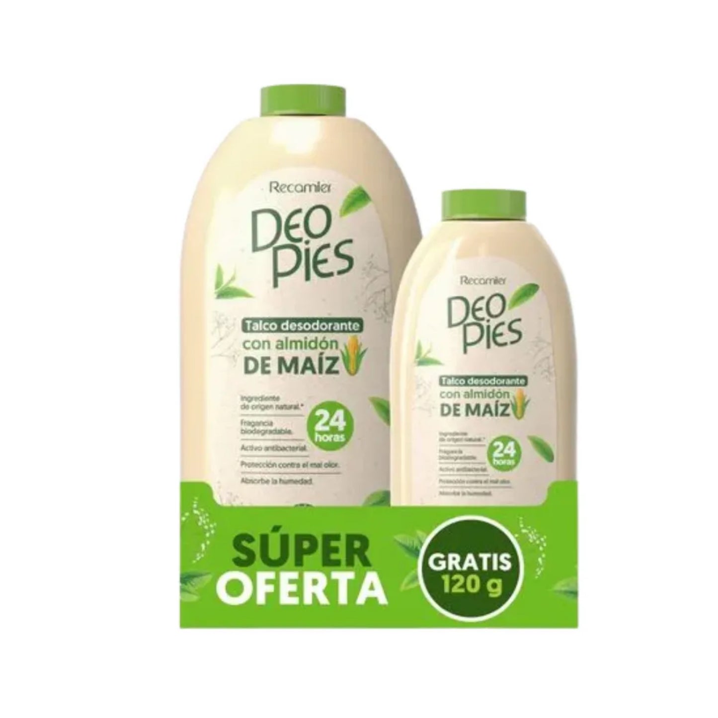 Pack Talco Desodorante Deo Pies Con Almidón de Maiz 300 G + 120 G