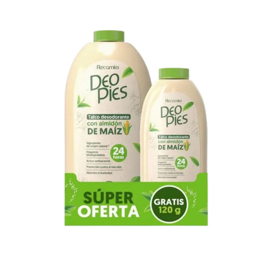 Pack Talco Desodorante Deo Pies Con Almidón de Maiz 300 G + 120 G