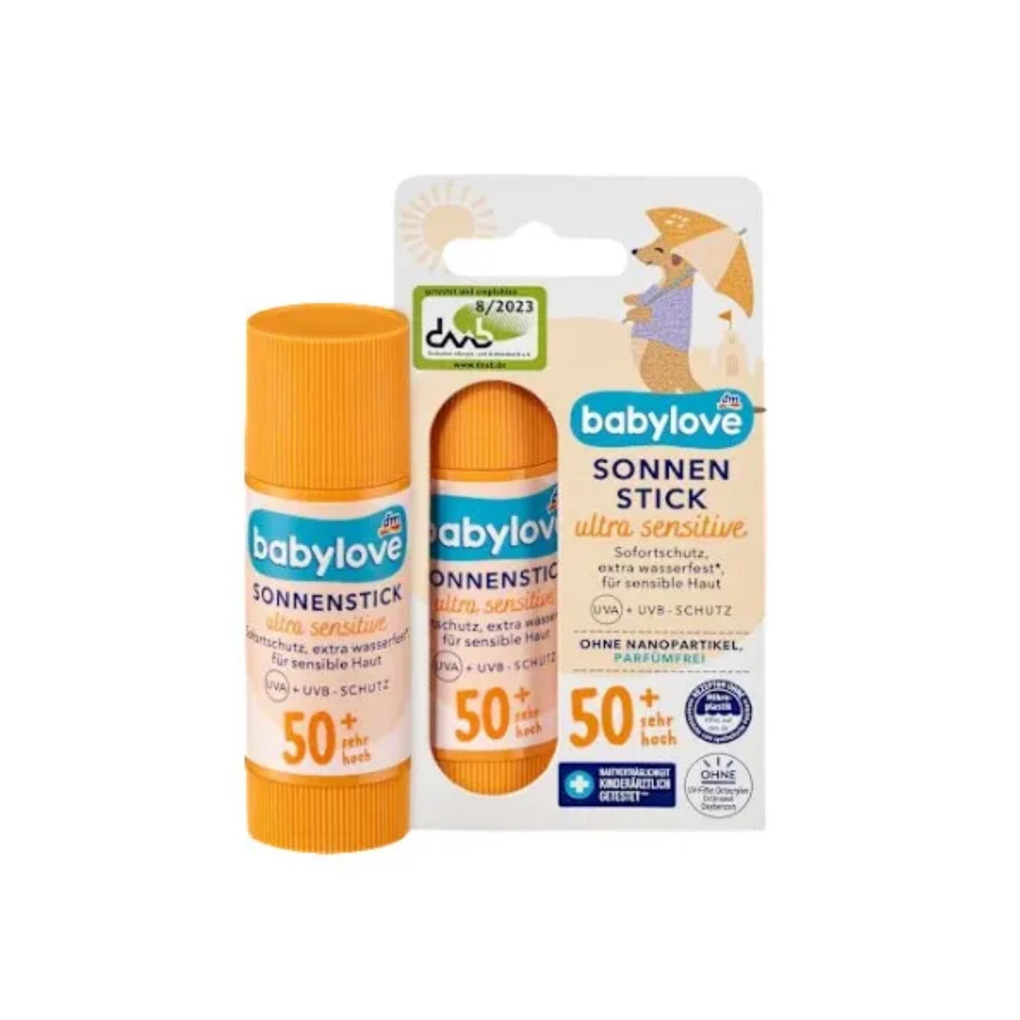 Protector Solar Facial En Stick Ultra Sensitive Babylove · Protección Muy Alta · Producto Alemán · 20 G
