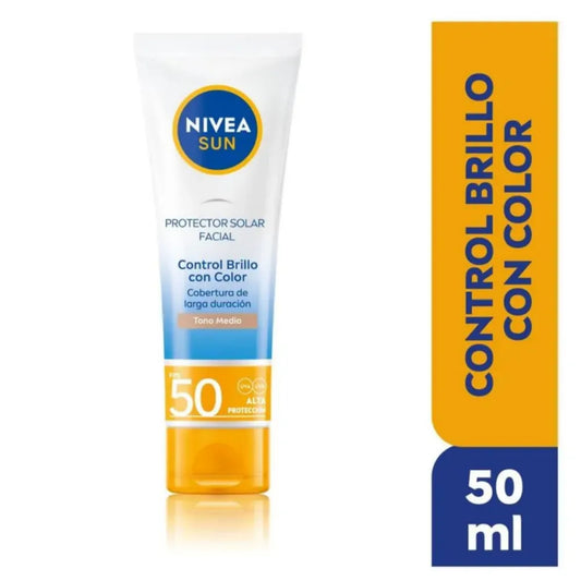 Protector Solar Facial Nivea Sun Control Brillo Con Color 50 Ml