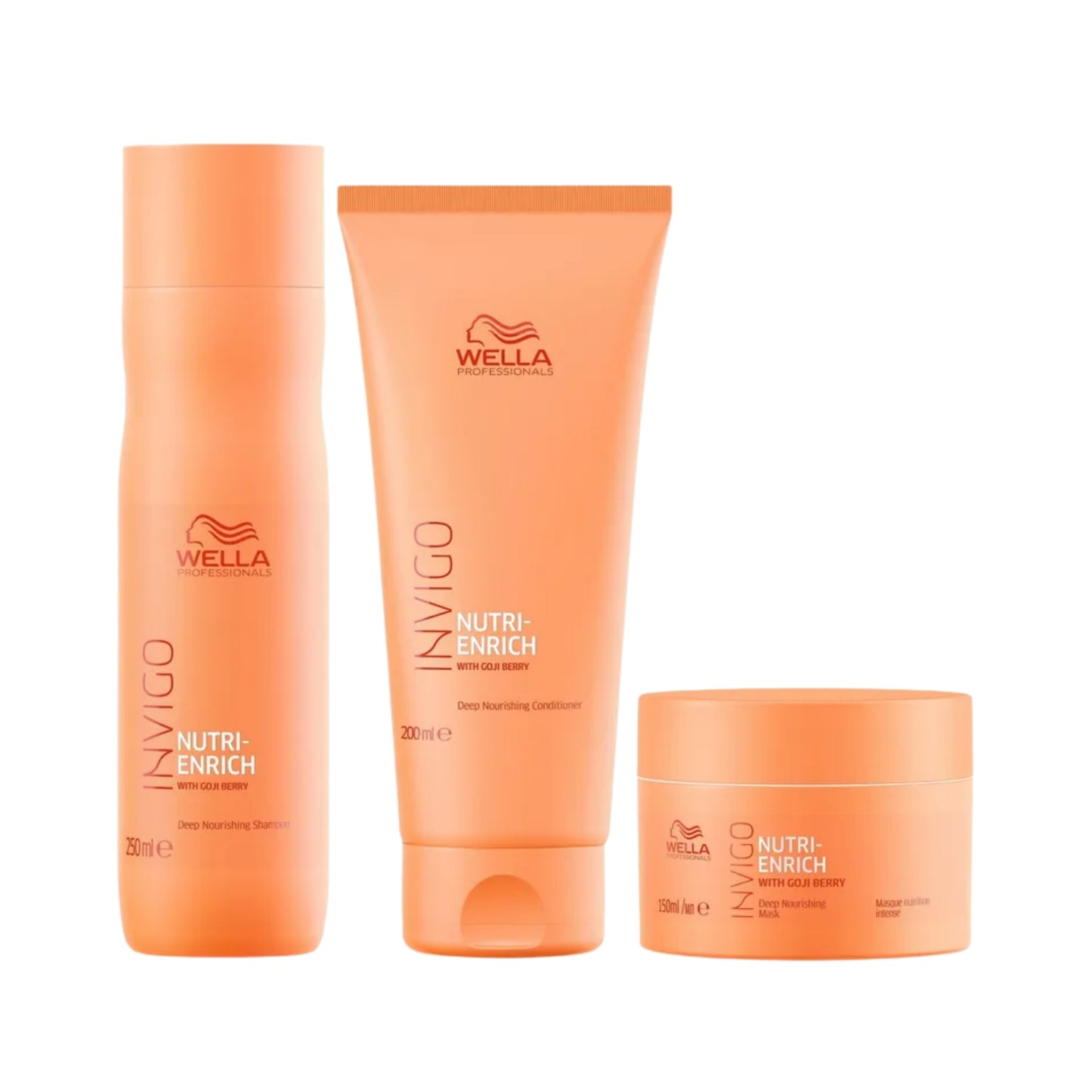 Set Wella Invigo Nutri Enrich Shampoo Acondicionador y Mascarilla Nutrición e Hidratación Cabello Seco