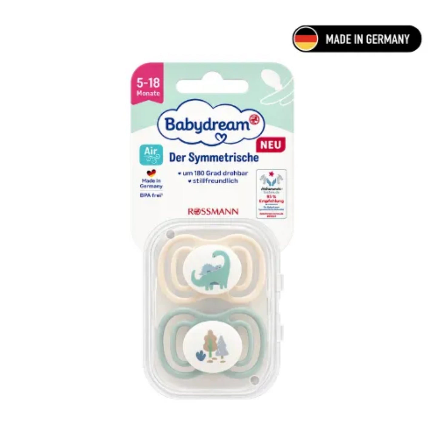 Set de Chupones Babydream Dinosaurio 5 a 18 Meses 2 Und