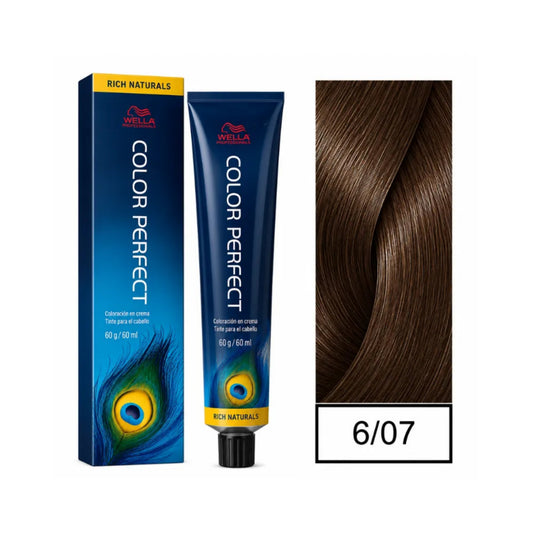 Tinte Color Perfect Wella 6/07 Rubio Oscuro Natural Marrón 60 G