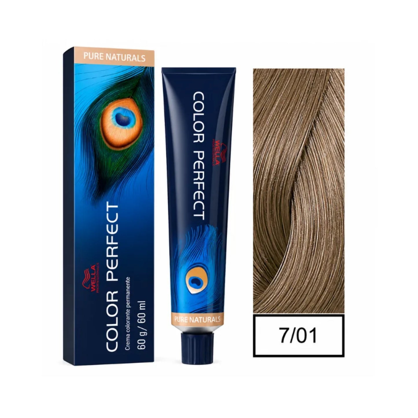 Tinte Color Perfect Wella 7/01 Rubio Medio Natural Cenizo 60 G