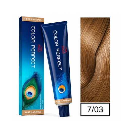 Tinte Color Perfect Wella 7/03 Rubio Medio Natural Dorado 60 G
