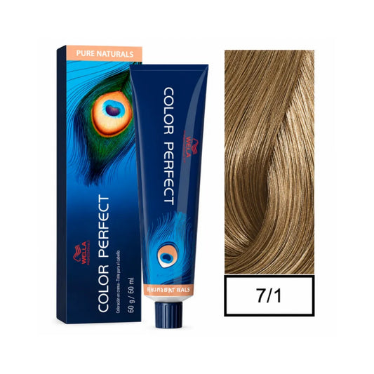 Tinte Color Perfect Wella 7/1 Rubio Mediano Cenizo 60 G