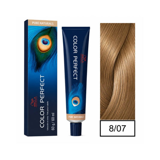 Tinte Color Perfect Wella 8/07 Rubio Claro Natural Marrón 60 G