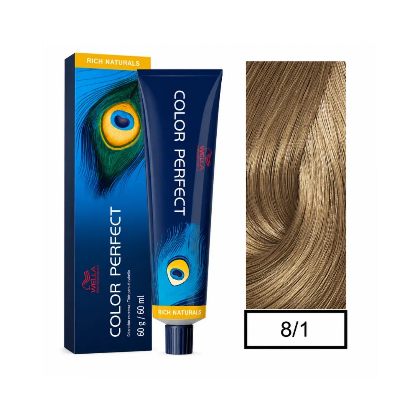 Tinte Color Perfect Wella 8/1 Rubio Claro Cenizo 60 G