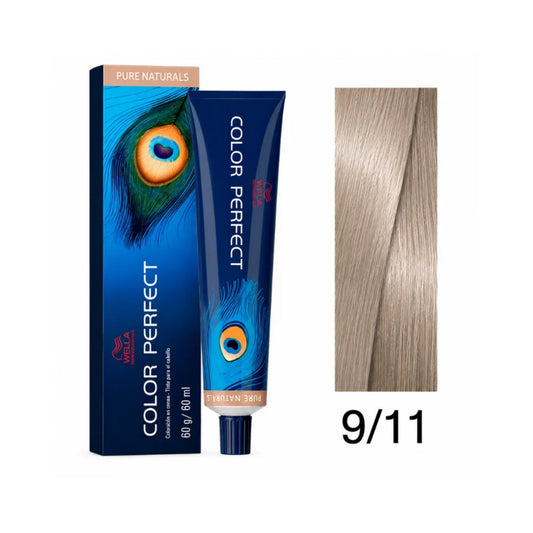Tinte Color Perfect Wella 9/11 Rubio Extra Claro Ceniza Intenso 60 G