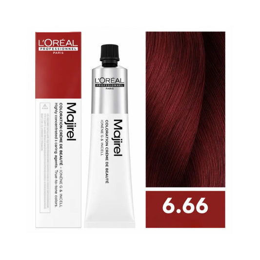 Tinte Majirel Loreal Profesional 6.66 Rubio Oscuro Rojo Intenso 50 Ml