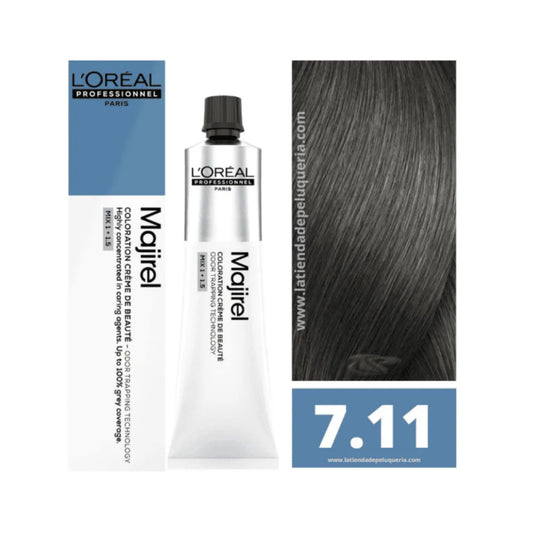 Tinte Majirel Loreal Profesional 7.11 Rubio Cenizo Intenso 50 Ml