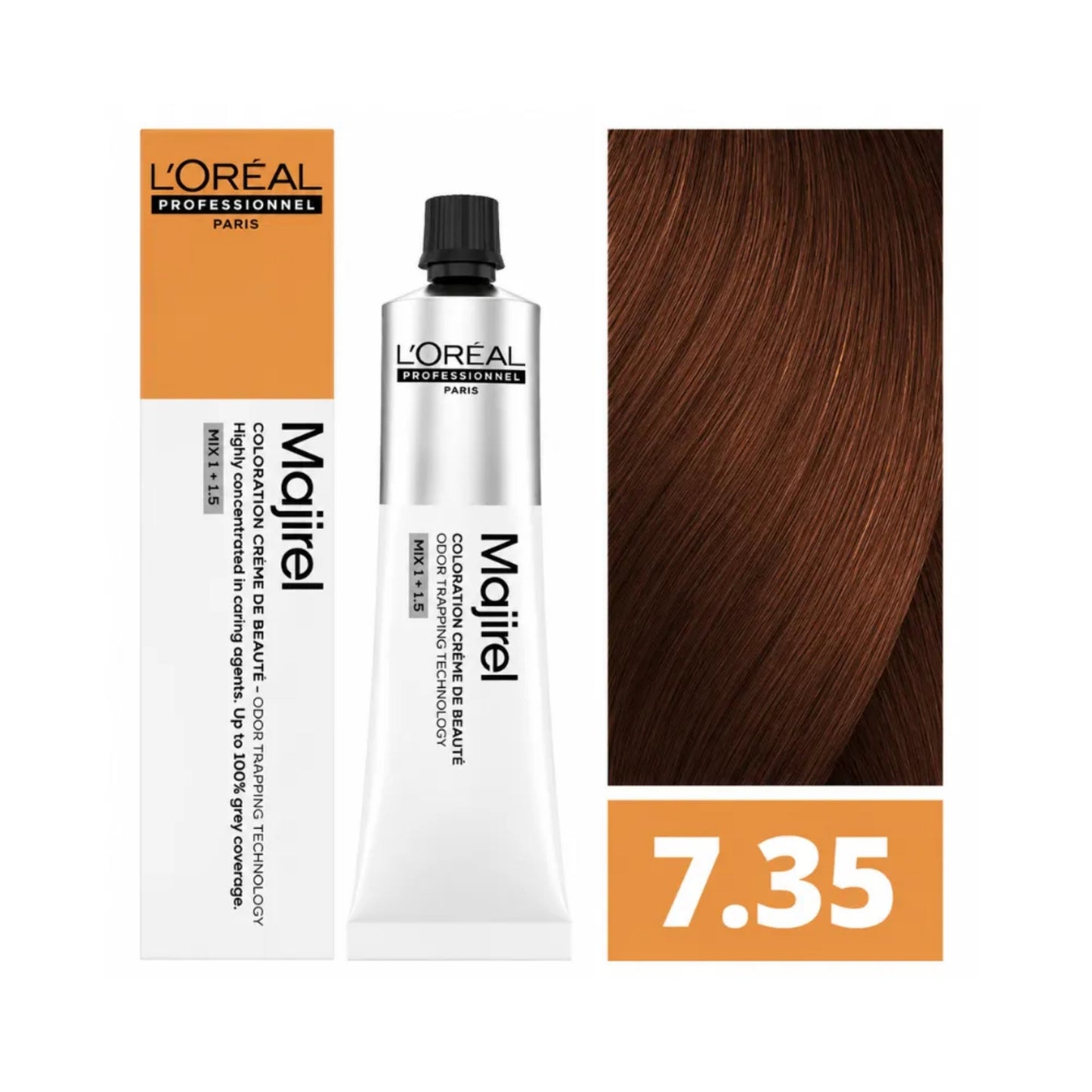 Tinte Majirel Loreal Profesional 7.35 Rubio Dorado Caoba 50 Ml