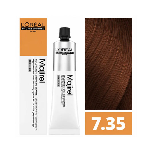 Tinte Majirel Loreal Profesional 7.35 Rubio Dorado Caoba 50 Ml