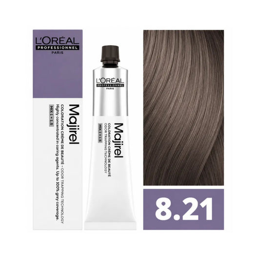 Tinte Majirel Loreal Profesional 8.21 Rubio Claro Irisado Cenizo 50 Ml