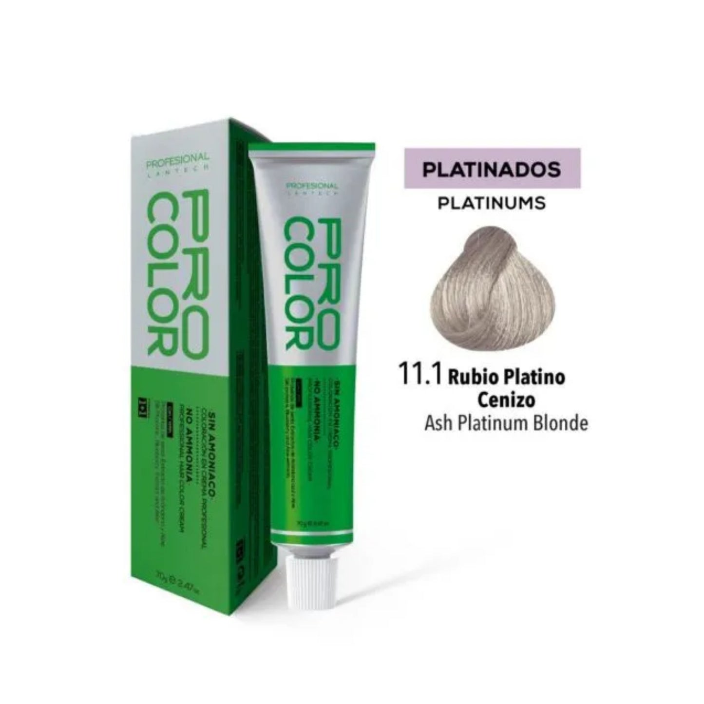 Tinte Sin Amoniaco Pro Color 11.1 Rubio Platino Cenizo 70 G