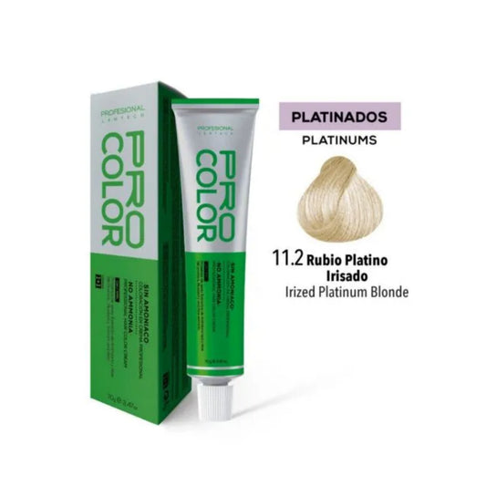 Tinte Sin Amoniaco Pro Color 11.2 Rubio Platino Irisado 70 G