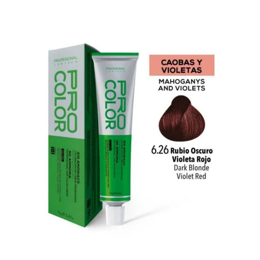 Tinte Sin Amoniaco Pro Color 6.26 Rubio Oscuro Violeta Rojo 70 G