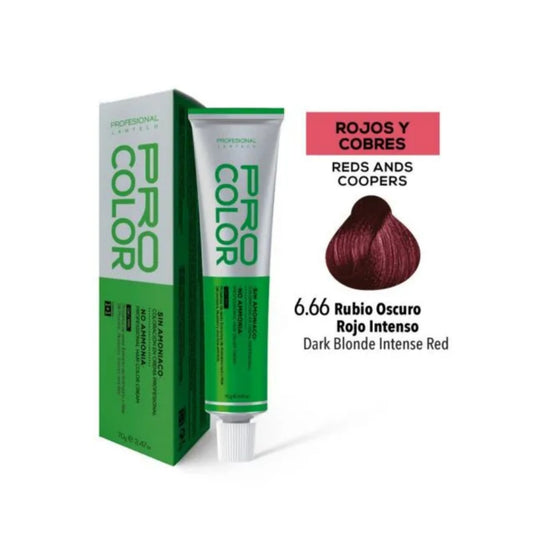 Tinte Sin Amoniaco Pro Color 6.66 Rubio Oscuro Rojo Intenso 70 G