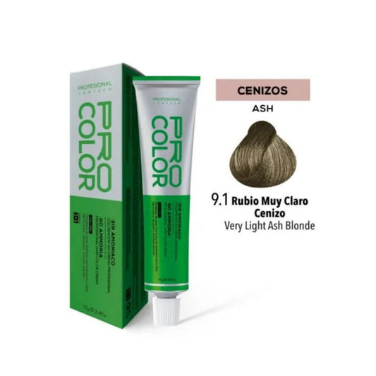 Tinte Sin Amoniaco Pro Color 9.1 Rubio Muy Claro Cenizo 70 G