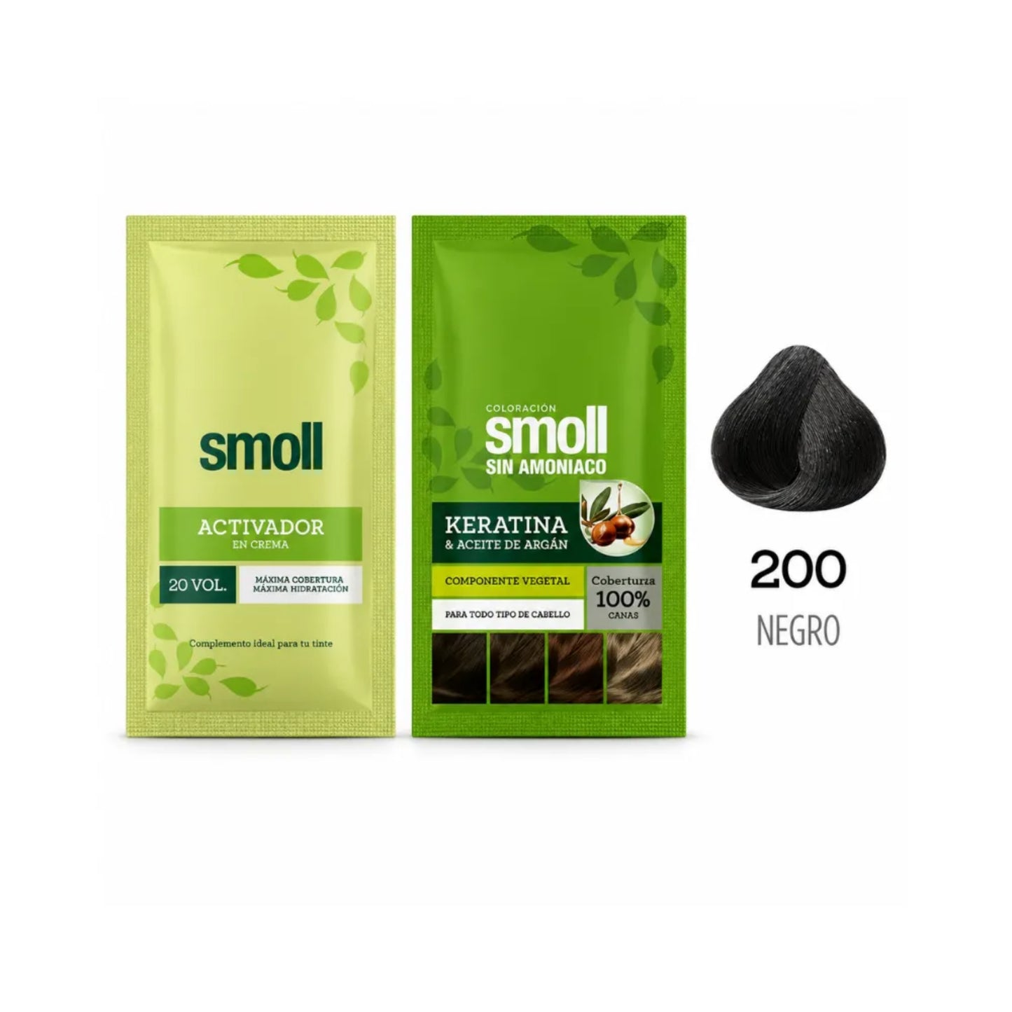 Tinte Smoll Sin Amoniaco 200 Negro Sachet 50 Ml + Oxigenta Vol 20 50 Ml