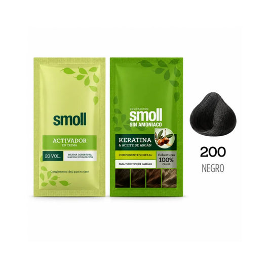 Tinte Smoll Sin Amoniaco 200 Negro Sachet 50 Ml + Oxigenta Vol 20 50 Ml